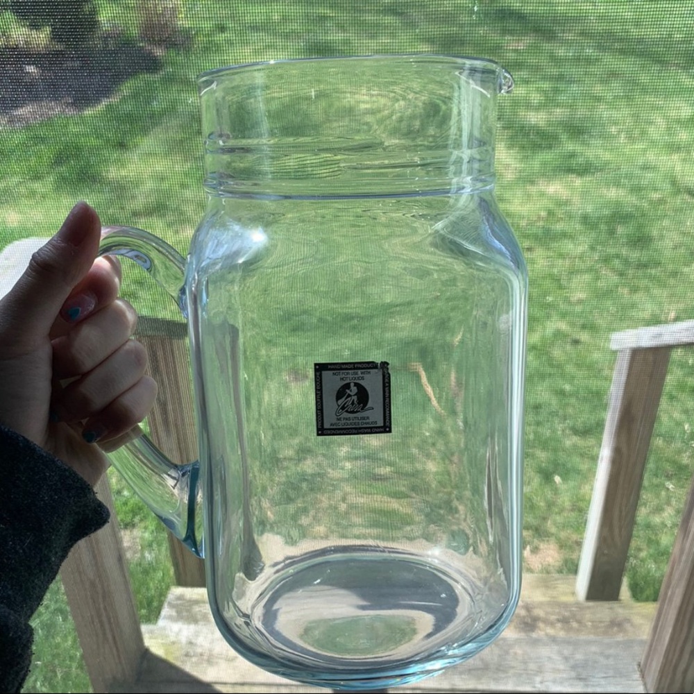 Large glass mason jar style pitcher